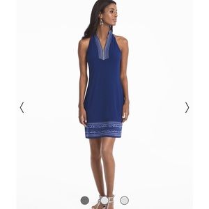 White House Black Market Blue Halter Dress